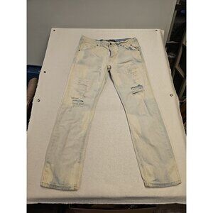 Parish Jeans Mens 36X31 White Wash‎  Denim Pants Straight Ripped Patchwork Y2K